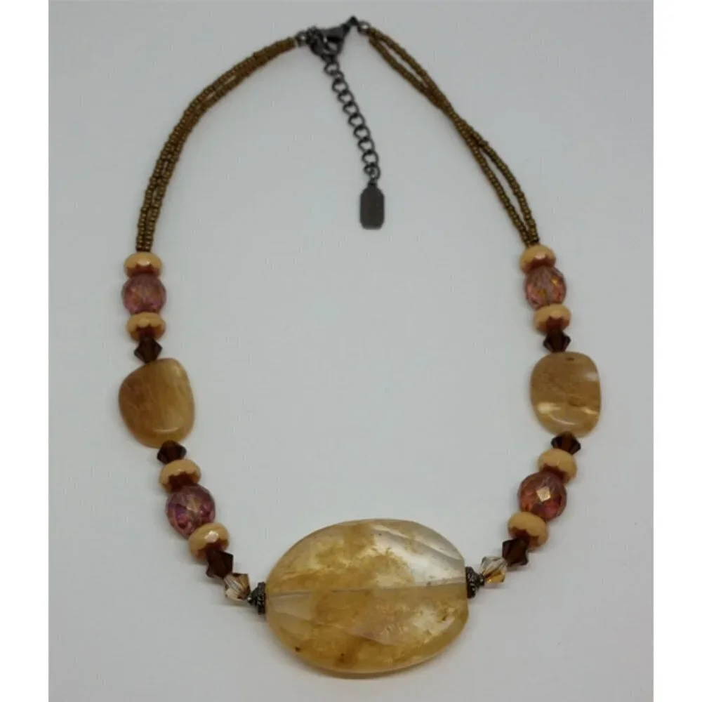 ARTISAN style natural stone/gemstone inclusion necklace boho statement